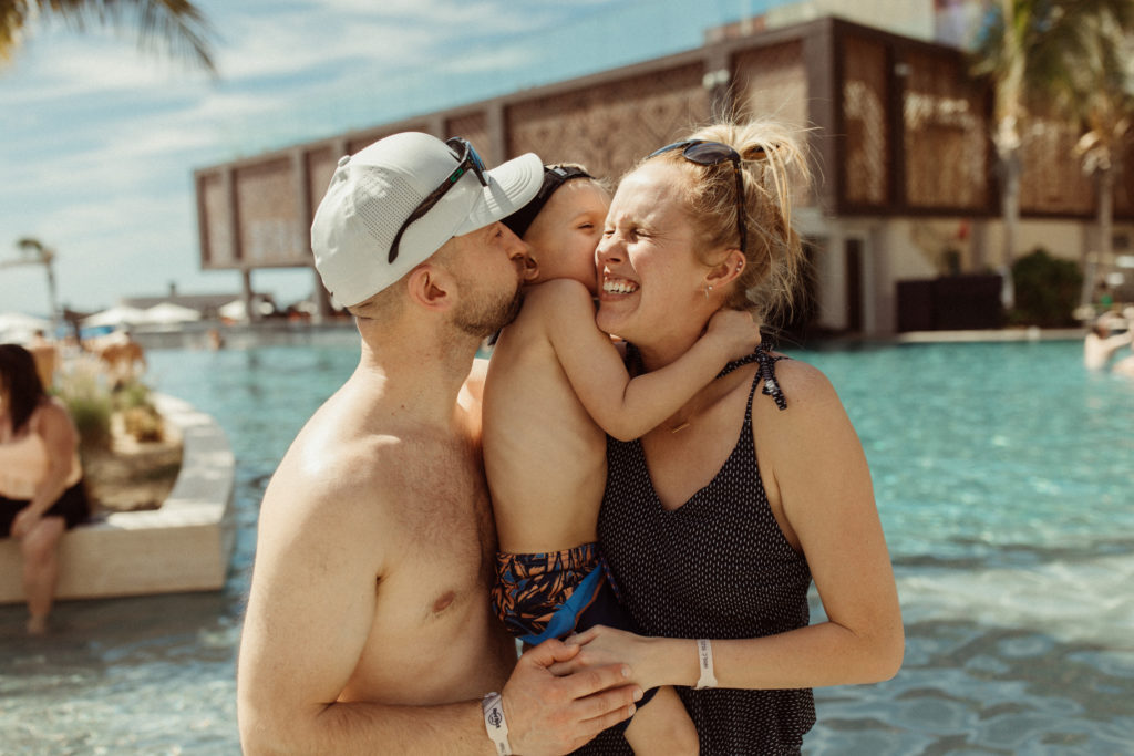 Booking their destination wedding photographer for the entire weekend meant this couple got photos of their pool party!