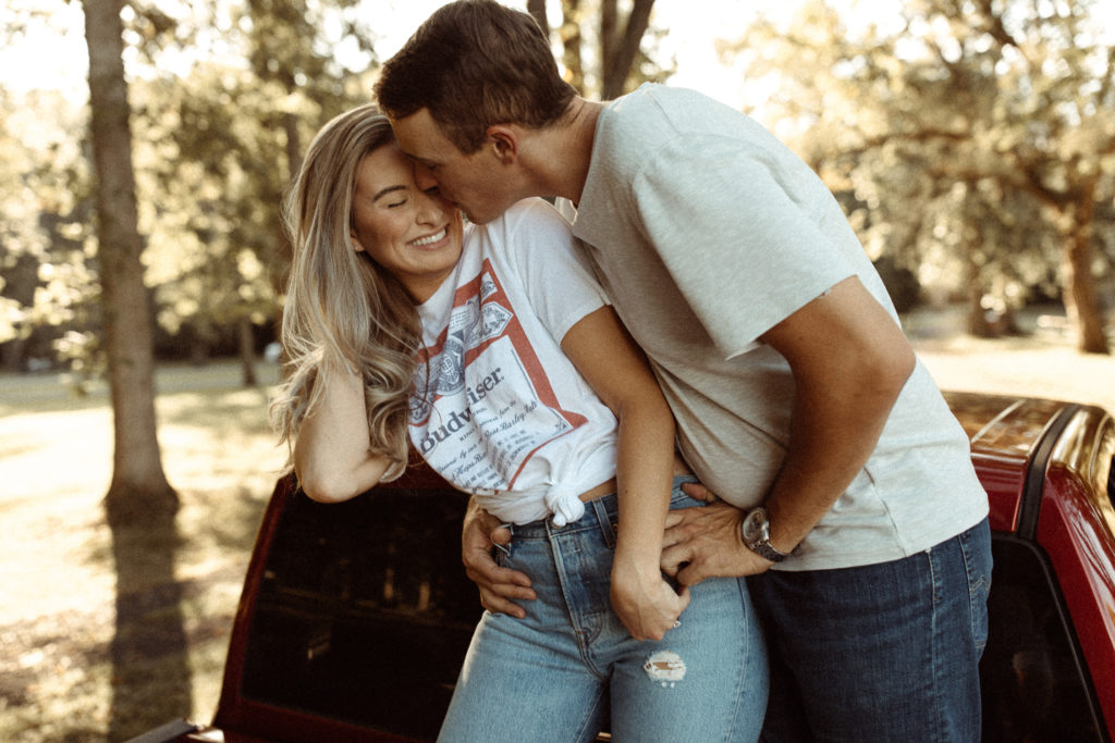 When deciding what to wear for engagement photos, the most important thing is that you're comfortable.