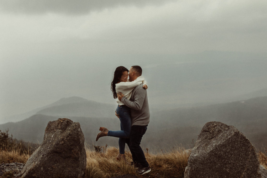 A couple who got engaged in Lake Placid, NY returns for their engagement session to make it unique!